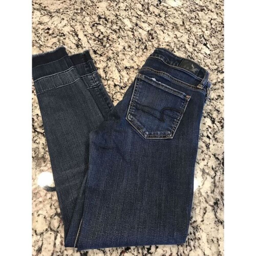 American Eagle Size 4 Regular‎ Super Stretch Jegging Distressed Blue Jeans - Picture 8 of 9
